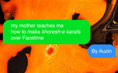 my mother teaches me how to make khoresh-e karafs over Facetime